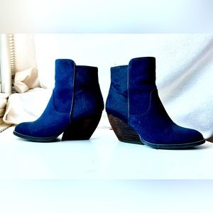 Blue Suede Ankle Boots